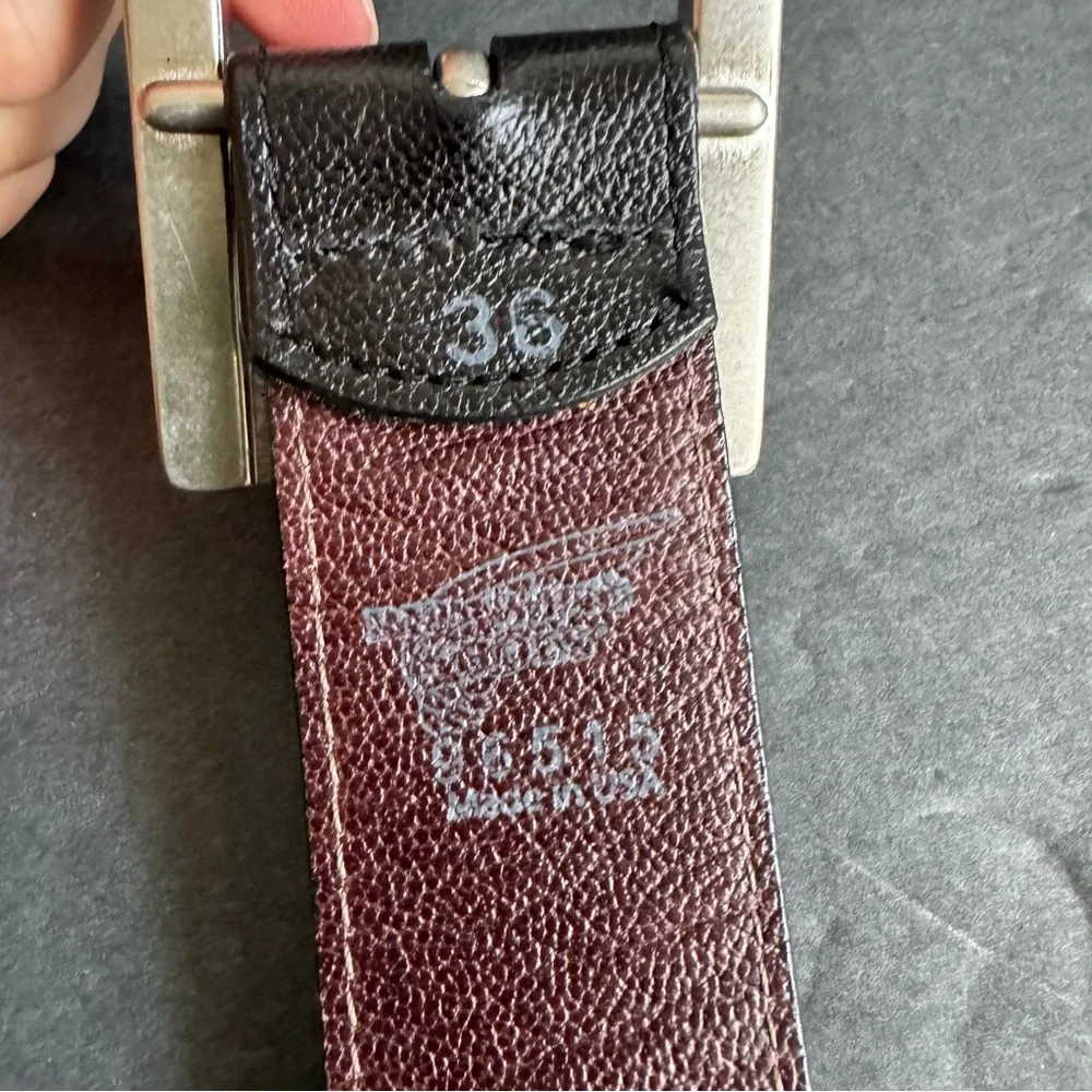 Red Wing Reversible Belt Black‎ Brown Leather Unisex Dress Belt Silver Buckle 36